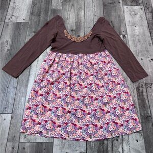 Free People Empire Waist Babydoll Dress 90’s Floral Long Sleeve Small